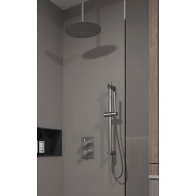 Regendouche set SaniClear Iron | Inbouw | 30 cm | Thermostaatkraan | Incl.Inbouwdeel | 2-weg | Rond | Verouderd ijzer - Gunmetal