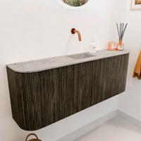 Toiletmeubel Mondiaz Joya Dlux | 113.2 cm | Meubelkleur Shadow | Faye wastafel Glace Wasbak Midden | Zonder kraangat(en)