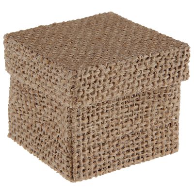 Santex cadeaudoosje Natural - Bruiloft bedankje - 4x stuks - jute - 5 x 5 cm