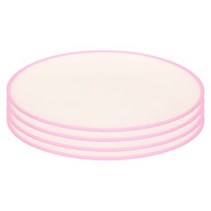 4x stuks onbreekbare kunststof/melamine roze ontbijt bordjes 23 cm voor outdoor/camping