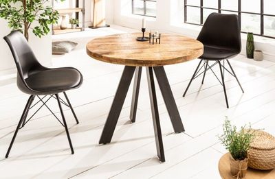 Massieve eettafel IRON CRAFT 80cm rond naturel mangohout - 39400