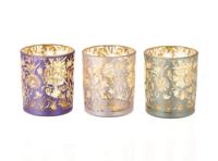 Theelichthouder met bloemenprint h8,2cm