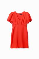 Korte jurk met pofmouwen - ORANGE - M