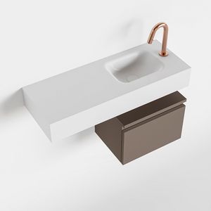 MONDIAZ ANDOR 40cm toiletmeubel smoke. LEX 80cm wastafel talc rechts 1 kraangat