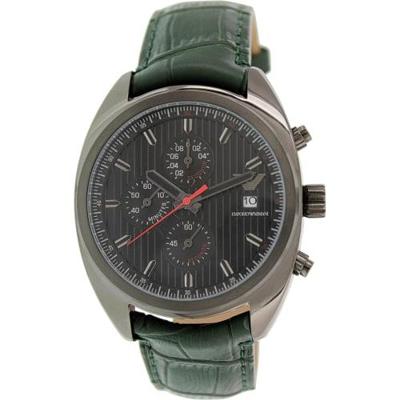 Emporio Armani Herenportivo AR5936 groen lederen analoog quartz horloge