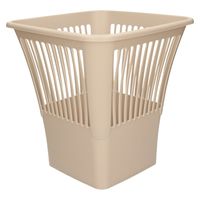 Afvalbak/vuilnisbak/kantoor prullenbak - plastic - beige - 30 cm - thumbnail