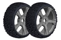 Off-Road 1/8 Buggy Tires - Ninja - Low Profile - Glued on Black Rims - 1 pair (C-00180-376)
