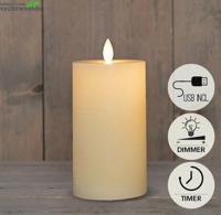 Stompkaars rustiek wax bewegende vlam 12,5x7,5 cm ivoor - Annas collection