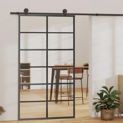 Schuifdeur met beslag 102x205 cm aluminium en ESG-glas