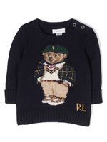 Ralph Lauren Kids pull en maille intarsia à logo Polo Bear - Bleu