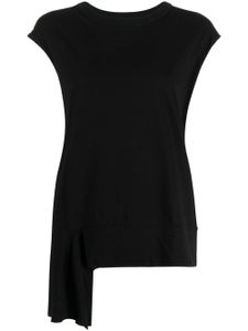 Yohji Yamamoto t-shirt en coton à ourlet asymétrique - Noir