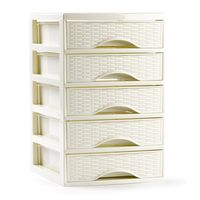 Ladeblokje/bureau organizer met 5x lades - creme wit - L18 x B21 x H28 cm - plastic - thumbnail