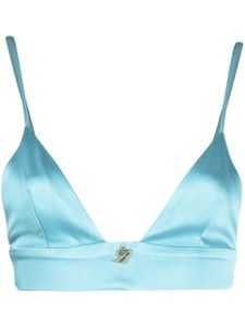 Blumarine brassière à plaque logo - Bleu