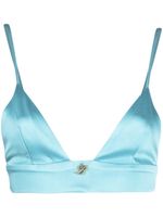 Blumarine brassière à plaque logo - Bleu