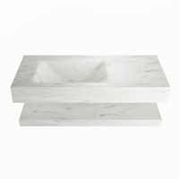 MONDIAZ ALAN-DLUX 100cm planchet Opalo. Vrijhangende wastafel CLOUD links 1 kraangat, kleur Opalo.