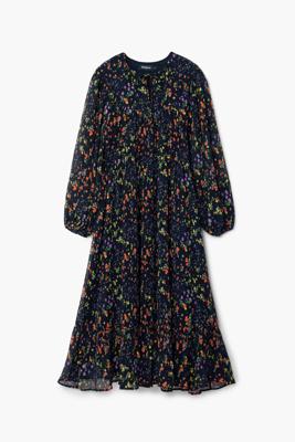 Bloemen midi-jurk - BLACK - XL