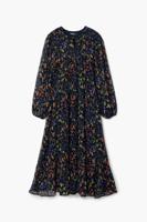 Bloemen midi-jurk - BLACK - XL