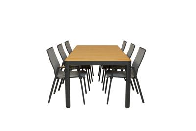 Qopps Mikos tuintafel met 4 Jibba stapelbare tuinstoel