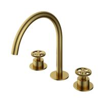 Hotbath Cobber @ Work - Wastafelmengkraan - zonder Waste - Laag - Geborsteld Messing PVD - Opbouw - Messing