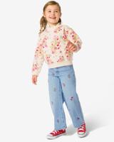 HEMA Kinderjeans wijd bloemen lichtblauw (lichtblauw)