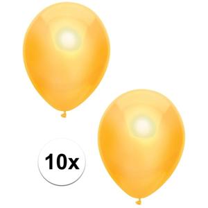 Feest ballonnen - metallic geel - 10x stuks - 30 cm - verjaardag versiering