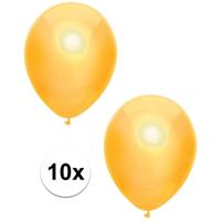 Feest ballonnen - metallic geel - 10x stuks - 30 cm - verjaardag versiering - thumbnail