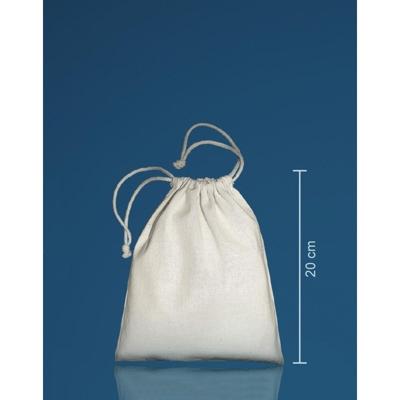 Canvas opbergzakje - 1x - naturel - met koord - 15 x 20 cm