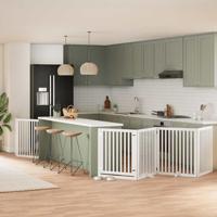 VidaXL Hondenhek inklapbaar met deur 6 panelen 480 cm populierhout wit