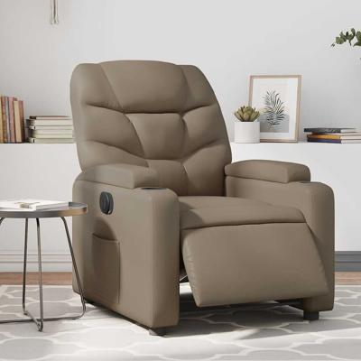 Fauteuil verstelbaar elektrisch kunstleer cappuccinokleurig