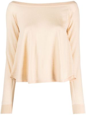 Semicouture pull en laine vierge à épaules dénudées - Tons neutres