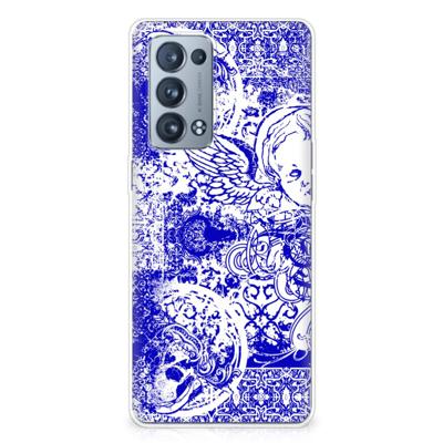 Silicone Back Case OPPO Reno 6 Pro Plus 5G Angel Skull Blauw