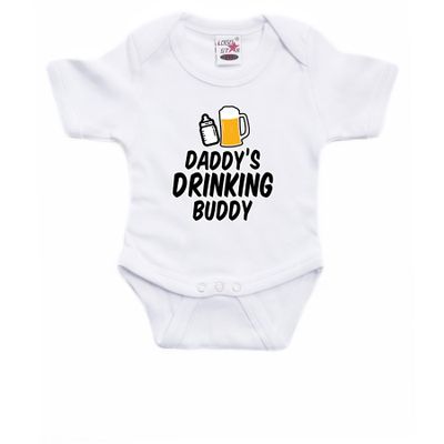 Daddys drinking buddy geboorte cadeau / kraamcadeau romper wit voor babys