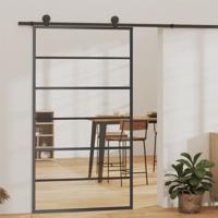 Schuifdeur met beslag 102x205 cm aluminium en ESG-glas