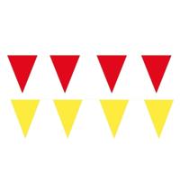 Feest versiering punt vlaggetjes pakket - 200 meter - geel en rood - slingers / vlaggenlijnen