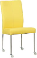 Felgele leren moderne eetkamerstoel Comfort - poot rond rvs met wiel - Hermes Leer Yellow (felgeel leer) Felgele leren moderne eetkamerstoel Comfort - poot rond rvs met wiel - Hermes Leer Yellow (felgeel leer)