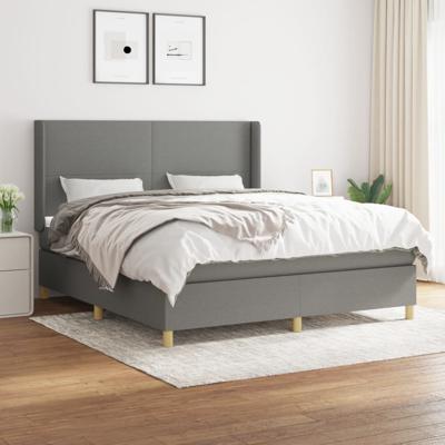 Boxspring met matras stof donkergrijs 160x200 cm