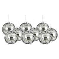 Disco kerstballen - 9x stuks - zilver - 8 cm - foam - spiegelbol/discobol