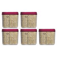 Voedselcontainer strooibus - 5x - roze - 1000 ml - kunststof - 15 x 8 x 14 cm - voorraadpot