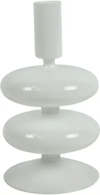 Countryfield kandelaar glas angelia 9x16.5cm wit