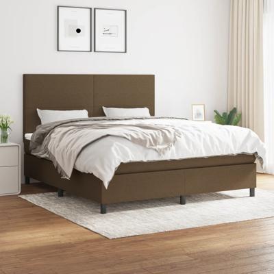 Boxspring met matras stof donkerbruin 180x200 cm