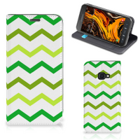 Samsung Galaxy Xcover 4s Hoesje met Magneet Zigzag Groen