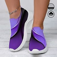 Dames Sneakers Instappers Schoenen afdrukken Grote maten Flyknit schoenen Buiten Dagelijks Geometrisch Kleurenblok Zomer Winter Platte hak Ronde Teen Gesloten teen Modieus Casual Vliegende weven Lightinthebox - thumbnail