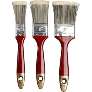 Verfkwasten - 3x - plat - nylon haren - schilderskwasten - universeel - voor verf/lijm/vernis