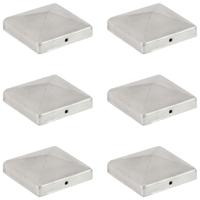 Paalkappen 6 st piramide 101x101 mm gegalvaniseerd metaal