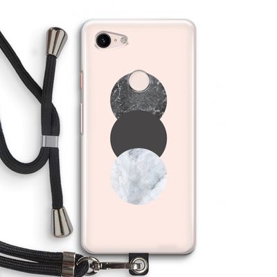 Marmeren cirkels: Pixel 3 Transparant Hoesje met koord