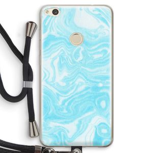 Waterverf blauw: Huawei Ascend P8 Lite (2017) Transparant Hoesje met koord