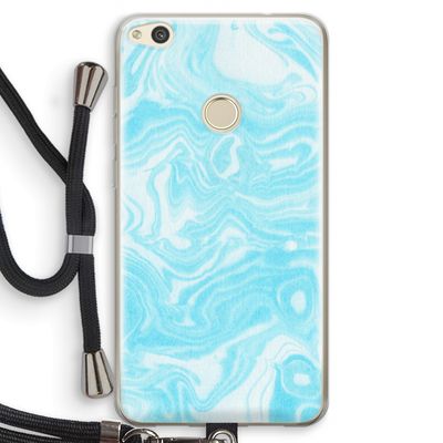 Waterverf blauw: Huawei Ascend P8 Lite (2017) Transparant Hoesje met koord