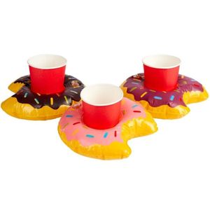 3x Opblaasbare blikjes houders donut 20 cm   -