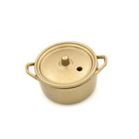 Doll House miniatuur keuken koken tools legering koperen pot met deksel (mat goud)