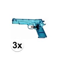 3x Blauw speelgoed waterpistolen 20 cm